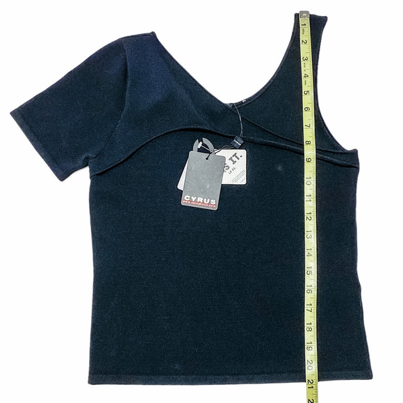 CYRUS Black Lycra One-Shoulder Blouse Medium NWT - Picture 7 of 11